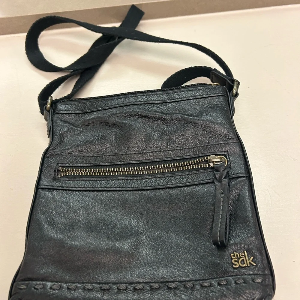 SAK Black Leather Crossbody Bag-Great shape-Beauty! Preowned unisex